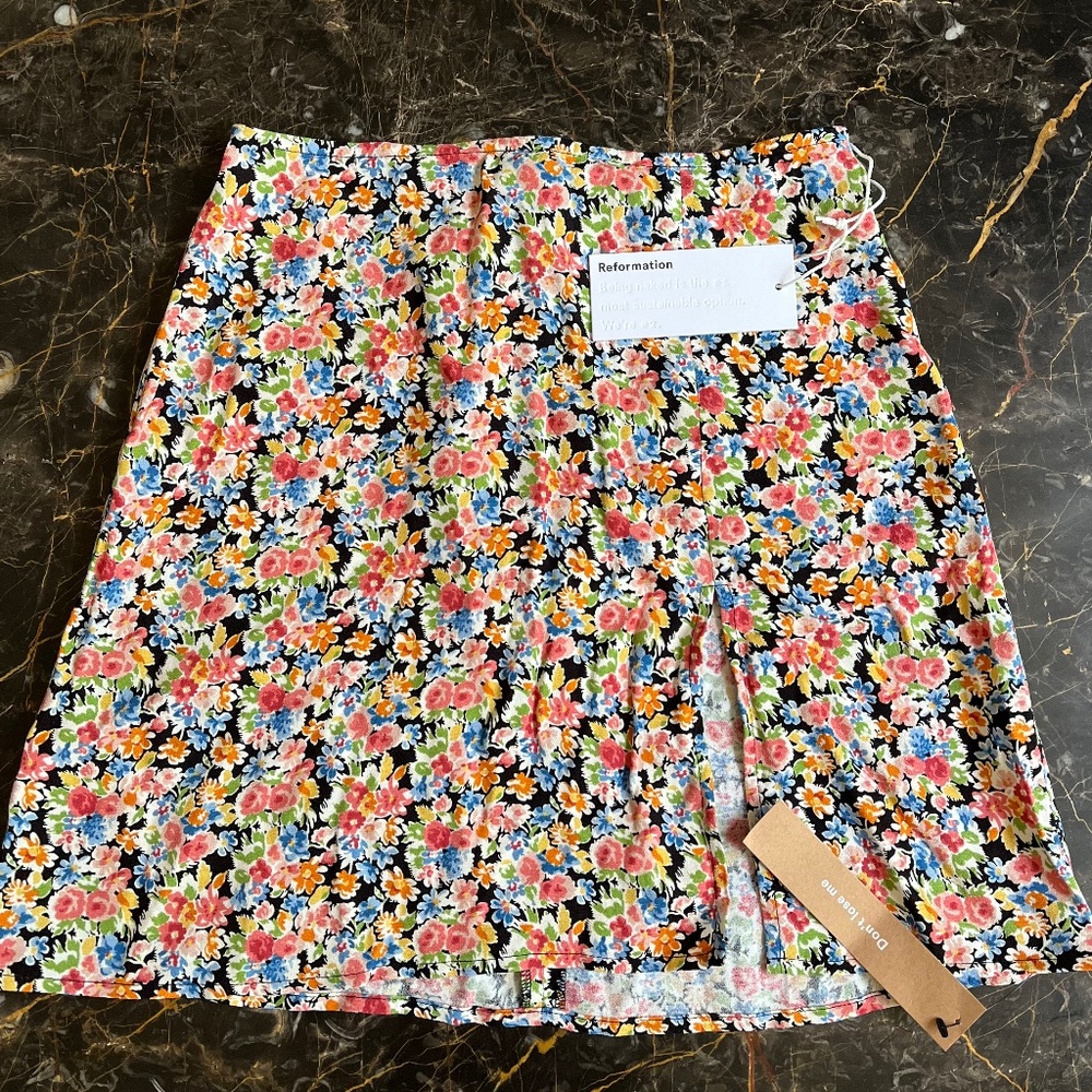 Reformation Margot floral side slit mini skirt